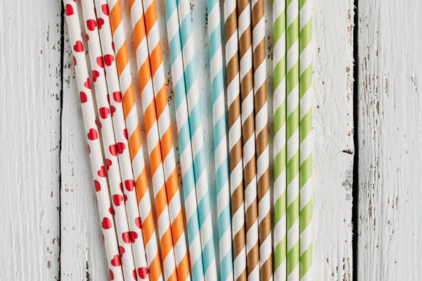 Compostable Paper Straws Of Different Colors